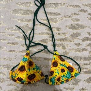Heavy Manners Sunflower Triangle Bikini Top - Yellow & Green